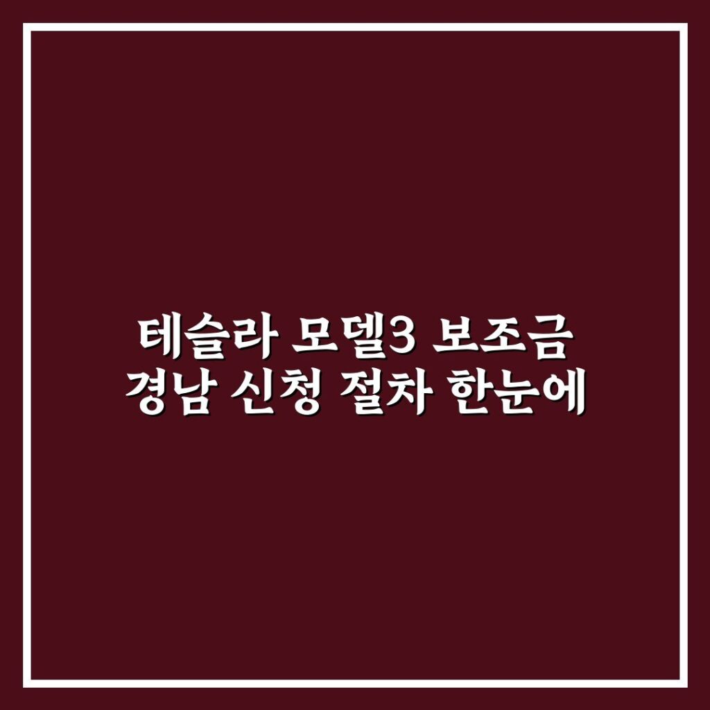 테슬라 모델3 보조금 경남 신청 절차 한눈에