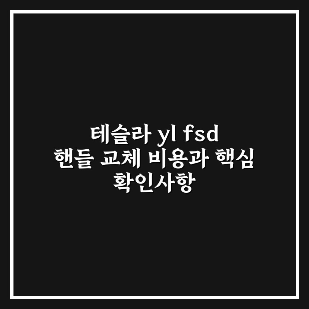 테슬라 yl fsd 핸들 교체 비용과 핵심 확인사항