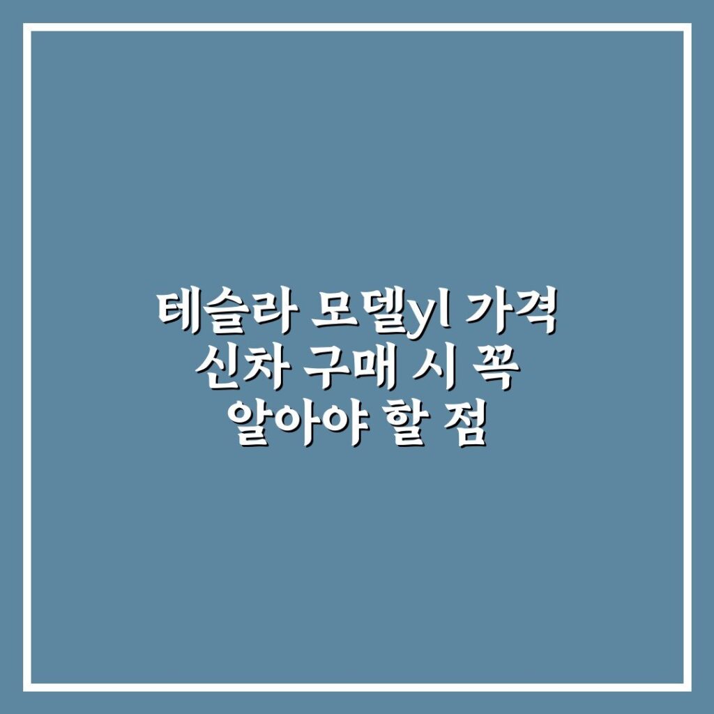 테슬라 모델yl 가격 신차 구매 시 꼭 알아야 할 점