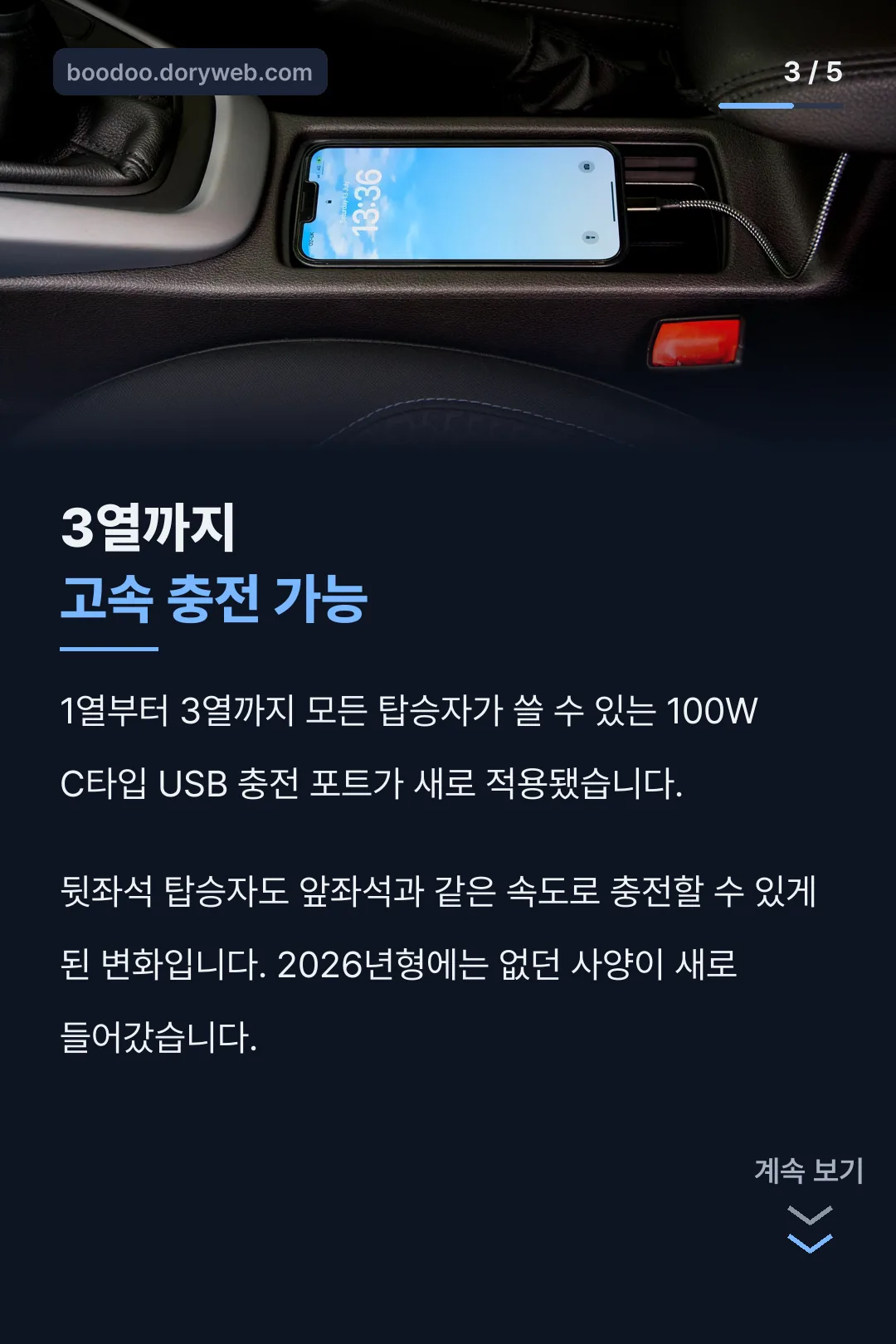 3열까지 고속 충전되는 사양